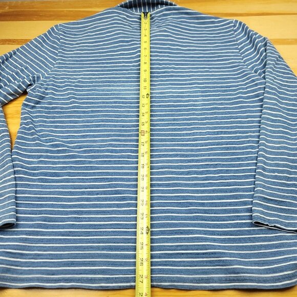 Johnnie-O Hangin Out Men's Medium Striped Polo Shirt Long Sleeve Blue Casual - Picture 12 of 15